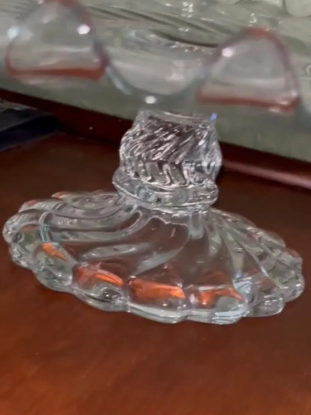 Elegant Fostoria Swirl Pedestal Cake Stand Scalloped Torte Plate 12”